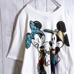 [보물 헌옷] 90s Disney Vintage 헌옷 디즈니 미키 마우스 미니 마우스 반소매 T 셔츠 화이트 # e516
