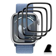 【人気商品】【3枚セット】 対応 Apple Watch series 9 / 8 / 7 45mm フィルム 3枚 PET複合材 炭素繊維 高透過率 用 Apple Watch series 9 保護フィルム 3D曲面カバー 用 アップルウォッチ serie