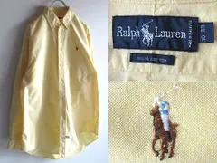希少 90sビンテージ Ralph Lauren ラルフローレン ポロポニーロゴ刺繍 オックスフォードシャツ BDシャツ 16-33 イエロー USA企画