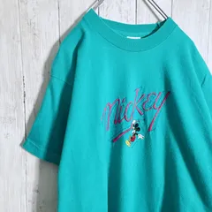 【入手困難】90s Vintage USA製 古着 MICKEY ターコイズブルー 半袖Tシャツ #e561
