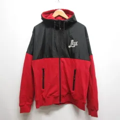 エルアールジー LRG 異素材切替え ジップ スウェット パーカー S 赤×黒のサムネイル