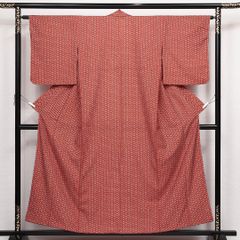 小紋 絞り染め 菱形文様 オレンジ系 着物 | Mercari