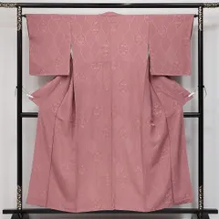 小紋 袷 身丈153cm 裄丈63cm 正絹 Aランク インフォーマル 広衿 Sサイズ 立涌 花柄 シック しとやか ピンク系 RP 1221-14323