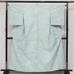 紬 袷 身丈160cm 裄丈64cm 正絹 Cランク カジュアル 広衿 Lサイズ 花柄 古典的 清楚 水色系 HP 1223-14362