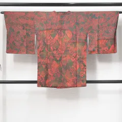 道行コート 袷 身丈84cm 裄丈63cm 正絹 Sランク セミフォーマル Sサイズ ポケットあり 植物柄 独創的 ボタニカル 多色系 RP 1237-14701