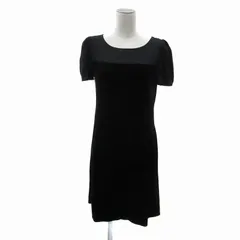 ベロアノワール バイ フォクシー ニューヨーク VELOUR NOIR by FOXEY NEW YORK ベロアワンピース ミニ丈 半袖 ラウンドネック 38 S 黒 ブラック /YS12 IBO83のサムネイル
