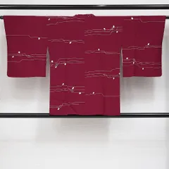 道行コート 袷 身丈78cm 裄丈63cm 正絹 Sランク セミフォーマル Sサイズ ポケットあり 創作柄 ポップ 落ち着き 赤系 RP 1237-14627