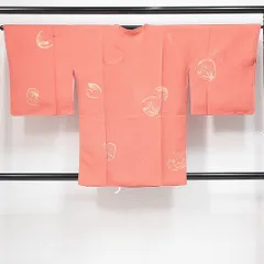 道行コート 袷 身丈83cm 裄丈65cm 正絹 Sランク セミフォーマル Mサイズ ポケットあり しつけ糸 創作柄 抽象的 優しい ピンク系 RP 1237-14742