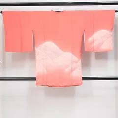 道行コート 袷 身丈81cm 裄丈64cm 正絹 Sランク セミフォーマル Mサイズ ポケットあり 波 古典的 優しい ピンク系 RP 1237-14767