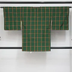 道行コート 袷 身丈85cm 裄丈62cm 正絹 Sランク セミフォーマル Sサイズ 格子 レトロ 落ち着き 緑系 HP 1237-14666