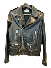 サンローラン パリ SAINT LAURENT PARIS ヴィンテージ加工 ライダースジャケット 46 黒 483225のサムネイル
