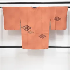 道行コート 袷 身丈78cm 裄丈63cm 正絹 Aランク セミフォーマル Sサイズ ポケットあり 花菱 古典的 しとやか 茶系 HP 1237-14809