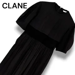 CLANE クラネ ワンピース ロング 半袖 ブラック 黒 0 S相当 レディース ハイウエスト 切替 ギャザー ポリエステル 綿 14112-5272 上質 0001445OCのサムネイル
