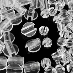 【特価セール】ヘアゴム ボタン 足 パーツ 丸皿型 ドーム型 2種100個入り クリア 樹脂 レジンパーツ 手芸 ハンドメイド (13mm丸型・9mmドーム型)