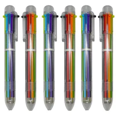 【在庫処分】Maydahui 6色ボールペン 多色ボールペン 12本セット 0.5mm 油性 透明 おしゃれ 多機能 文房具 筆記具 手帳用 業務用 子供 学生 ギフト プレゼント