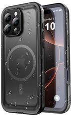 SPORTLINK iPhone 16 Pro max용 방수 케이스 iPhone 16 pro max MagSafe용 케이스 완전 방수 IP68 방수 등급 마그넷 탑재 MagSafe 대응 방설 방진 내충격 360°전면 보호 블랙