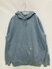 Carhartt カーハート パーカー L ブルー 無地 ブランドロゴ プルオーバー 裏起毛 長袖