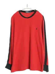 90s ポロ ラルフローレン 鹿の子 長袖 Tシャツ メンズ L 古着 オールド ロンT ロングスリーブ コットン ワンポイント カットソー ツートン