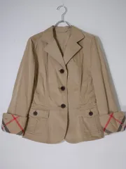 BURBERRY LONDONバーバリー ロンドン 裏チェック使い 製品洗いコットンリネンストレッチジャケット【38】【LJKA77437】のサムネイル