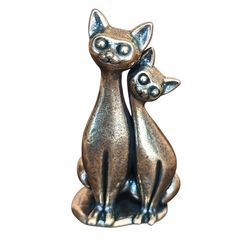 A97 親子猫オブジェ 真鍮製 キャット デュオ 置物 アンティーク調