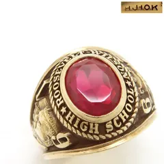 HERFF JONES社 カレッジリング 10K イエローゴールド YG 赤石 1967 ROOSEVEL-WILSON HIGHSCHOOL 17号 ハーフジョーンズ HJ ◆送料込◆質屋-11932のサムネイル