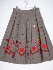 美品✨】45R インディゴ ギマツイード 刺繍 スカート 日本製 45rpm