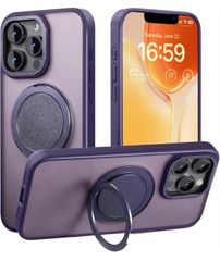 [다기능 360도 회전 스탠드]Mcoifull iPhone 12 Pro Max 대응 케이스 마그넷 탑재 무선 충전 내충격 매트감 반투명 지문 방지 무라사키