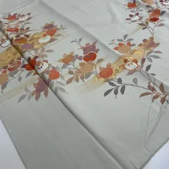 付け下げ 正絹 金駒刺繍 金彩 刺繍 美しい染めの花 一つ紋 袷 着物 MK-7308