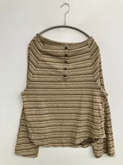 Enewd nina Tシャツ/カットソー S ベージュ ボーダー柄 ミドル丈 長袖 ヘンリーネック ボートネック