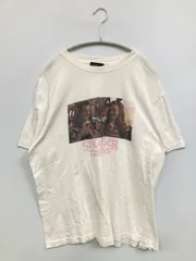 STRANGER THINGS ストレンジャーシングス Tシャツ/カットソー F ホワイト 前面プリント ブランドロゴ ミドル丈 クルーネック(丸首) 半袖