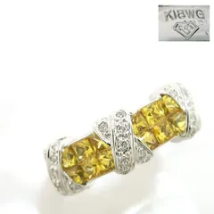 LES ESSENTIELLES イエローサファイア ダイヤモンド リング K18WG S0.70/D0.20ct 美品 レエッセンシャル 笠原真寿美 ◆送料込◆質屋-11933のサムネイル