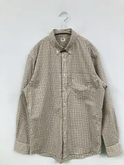 UNIQLO ユニクロ シャツ/ブラウス S ベージュ コットン チェック柄 ミドル丈 長袖 ボタンダウン レギュラーカラー