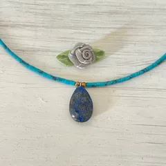 ラピスラズリ（涙型）☆ターコイズブルーネックレス