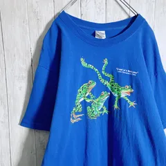 【入手困難】00s Vintage 古着 GILDAN 動物 蛙 アニマル カエル ブルー 半袖Tシャツ #5152