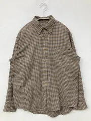 UNIQLO ユニクロ シャツ/ブラウス S ブラウン コットン チェック柄 ミドル丈 長袖 ボタンダウン レギュラーカラー
