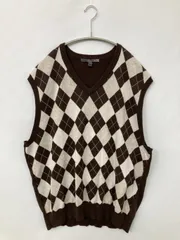 OLD NAVY オールドネイビー ベスト XXL ブラウン チェック柄 その他総柄