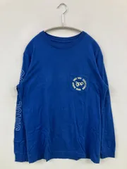 GAP ギャップ Tシャツ/カットソー XS ブルー 前面プリント バックプリント ブランドロゴ ミドル丈 長袖 クルーネック(丸首)