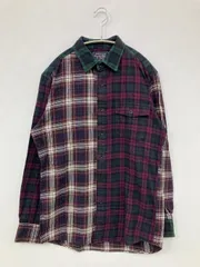UNIQLO ユニクロ シャツ/ブラウス M レッド コットン 無地 チェック柄 ミドル丈 長袖 レギュラーカラー