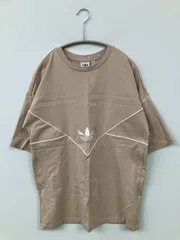 adidas アディダス Tシャツ/カットソー XS-M ベージュ ワンポイント ブランドロゴ ミドル丈 半袖 クルーネック(丸首)
