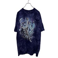 海外古着 WILD ドラゴン×大剣 両面全面プリント タイダイ Tシャツ XL 