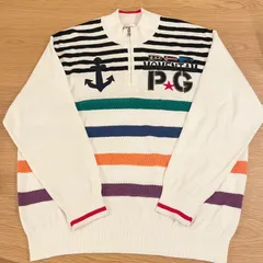 【値下げok】PAJELO パジェロ ハーフジップ ニット マルチボーダー ロゴのサムネイル