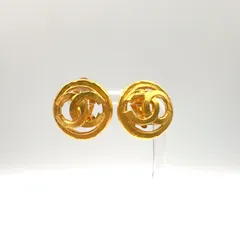 CHANEL 94P ココマーク 透かし ラウンド  GP ゴールド イヤリング