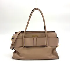 miu miu マドラス フィオッコ リボンモチーフ 2WAYショルダー レザー ピンク ハンドバッグ ゴールド