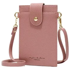 【新品】 スマホポーチ ショルダー ポシェット バッグ ストラップレザー ポシェット(ローズピンク) 0