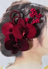 和装　髪飾り　胡蝶蘭　コチョウラン　ヘッドパーツ　ヘッドドレス　結婚式　成人式　卒業式　白無垢　色打掛　振袖