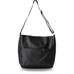 【新品】 [ラディベル] ショルダーバッグ レディース 斜めがけ 大容量 軽量 肩掛け 通勤 通学 ビジネス A4 2way 大きめ 合皮 (1.ブラック)