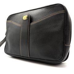 美品☆dunhillダンヒル セカンドバッグ クラッチ レザー ブラック ロゴ