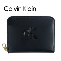 カルバンクライン Calvin Klein 財布 ギフトボックス付き CK レディース 小銭入れ無し じゃばら ラウンドファスナー ミディアムウォレット ブラック LV04F1026G