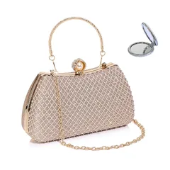 【新品】 [SHIMMER] パーティーバッグ クラッチバッグ 結婚式 バッグ ハンドバッグ 3WAY ショルダーバッグ シルバー 二次会 披露宴 卒業式 おしゃれ (シャンパン) 1