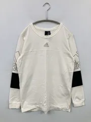 adidas アディダス Tシャツ/カットソー 160 ホワイト ブランドロゴ ミドル丈 長袖 クルーネック(丸首)
